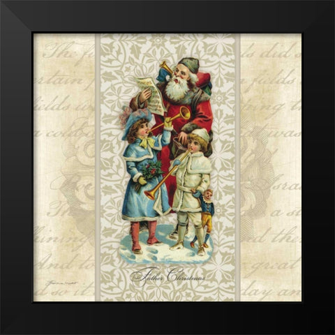 Father Christmas Black Modern Wood Framed Art Print by Marrott, Stephanie