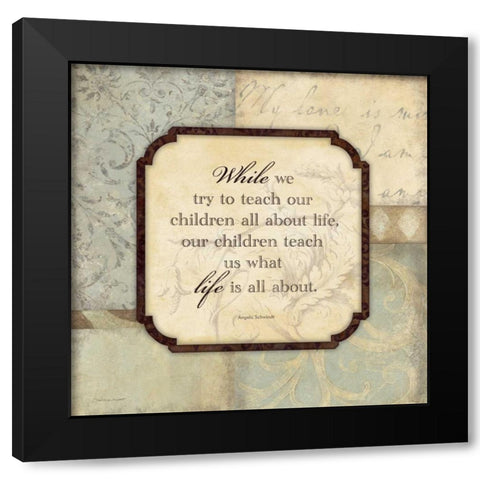 Teach Our Children Black Modern Wood Framed Art Print with Double Matting by Marrott, Stephanie