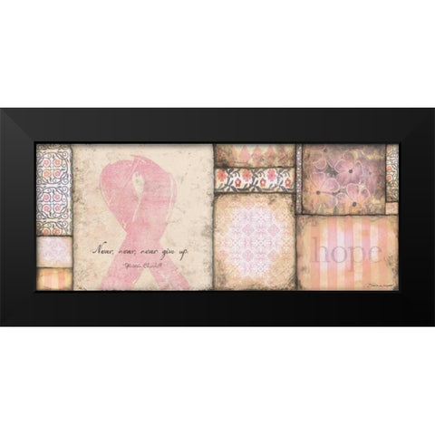 Never Give Up Black Modern Wood Framed Art Print by Marrott, Stephanie
