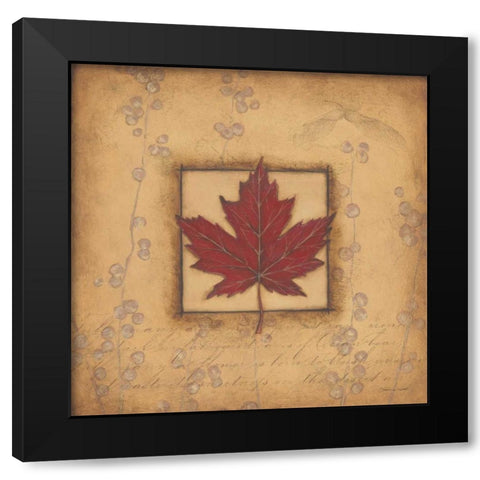 Maple Leaf Black Modern Wood Framed Art Print by Marrott, Stephanie