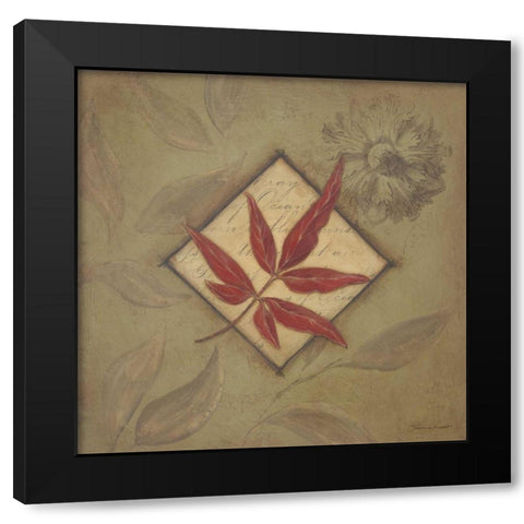 Red Leaf Black Modern Wood Framed Art Print by Marrott, Stephanie