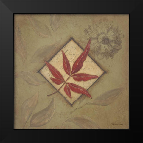 Red Leaf Black Modern Wood Framed Art Print by Marrott, Stephanie