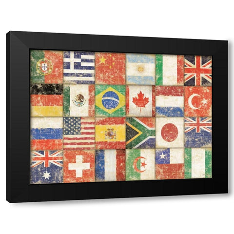 Flags of the World Black Modern Wood Framed Art Print by Marrott, Stephanie