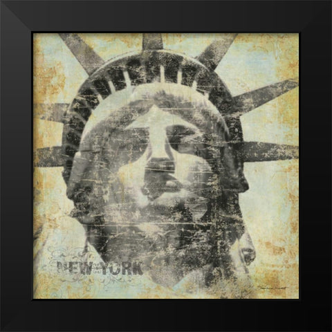New York Black Modern Wood Framed Art Print by Marrott, Stephanie