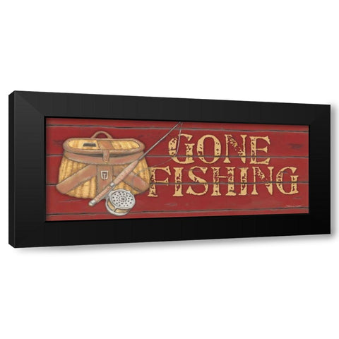 Gone Fishing Black Modern Wood Framed Art Print with Double Matting by Marrott, Stephanie