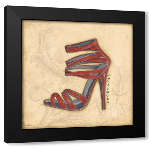 Glamorous Red Heel Black Modern Wood Framed Art Print by Marrott, Stephanie