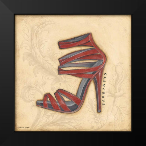 Glamorous Red Heel Black Modern Wood Framed Art Print by Marrott, Stephanie