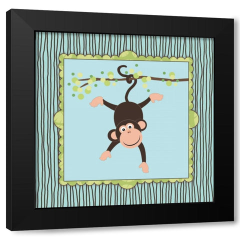 Hanging Monkey I Black Modern Wood Framed Art Print by Marrott, Stephanie