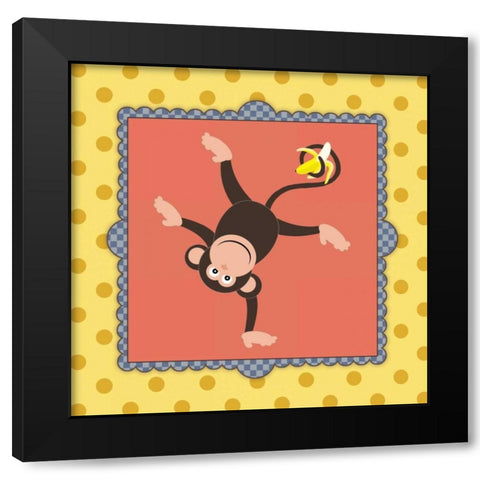 Twirl Monkey Black Modern Wood Framed Art Print by Marrott, Stephanie