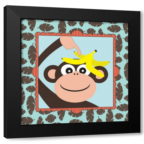 Banana on Monkey Black Modern Wood Framed Art Print with Double Matting by Marrott, Stephanie
