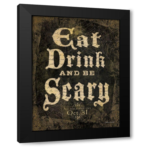 Eat, Drink and Be Scary Black Modern Wood Framed Art Print with Double Matting by Marrott, Stephanie