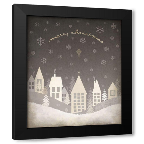 Christmas Village Black Modern Wood Framed Art Print by Marrott, Stephanie