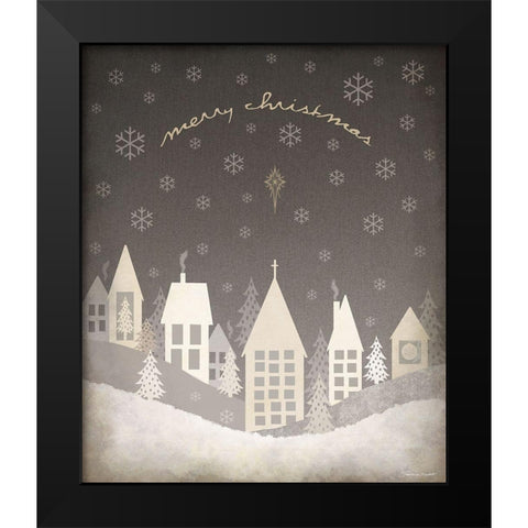 Christmas Village Black Modern Wood Framed Art Print by Marrott, Stephanie
