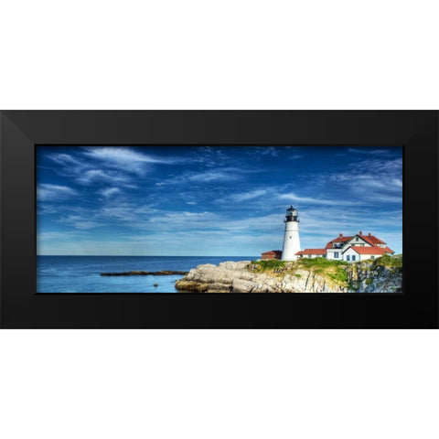 Lighthouse 1 Black Modern Wood Framed Art Print by Blackstone, Jason