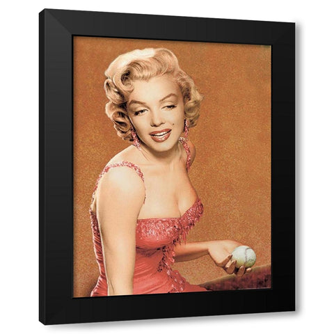 Marilyn Baseball Black Modern Wood Framed Art Print with Double Matting by Consani, Chris