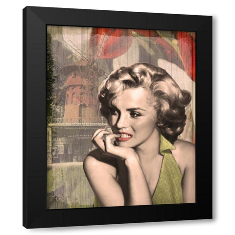 The Thinker Red Lips Black Modern Wood Framed Art Print with Double Matting by Consani, Chris