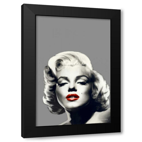 Red Lips Marilyn Black Modern Wood Framed Art Print by Consani, Chris