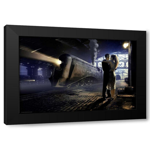 Train Depot Black Modern Wood Framed Art Print with Double Matting by Consani, Chris