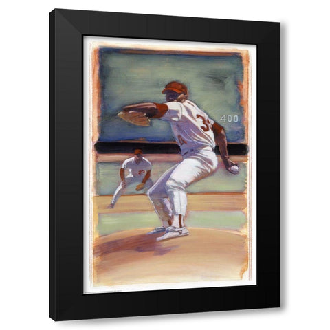 Baseball 1 Black Modern Wood Framed Art Print by Dean, Bruce