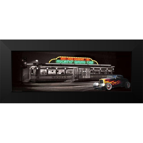 Mickeys Diner Black Modern Wood Framed Art Print by Flint, Helen