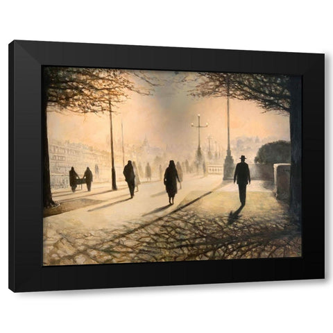 Afternoon In Paris Black Modern Wood Framed Art Print with Double Matting by Gipe, Lawernce