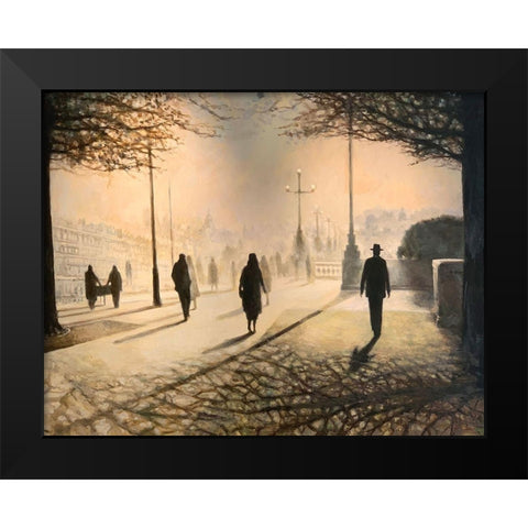 Afternoon In Paris Black Modern Wood Framed Art Print by Gipe, Lawernce