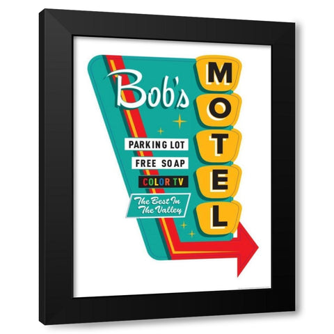 Bobs Motel In White Black Modern Wood Framed Art Print by Brando, JJ