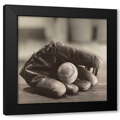 Ball In Mitt Black Modern Wood Framed Art Print by Messer, Judy B.