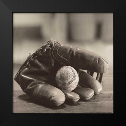 Ball In Mitt Black Modern Wood Framed Art Print by Messer, Judy B.