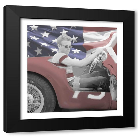 James Dean Flag W Border Black Modern Wood Framed Art Print with Double Matting by Michaels, Jerry