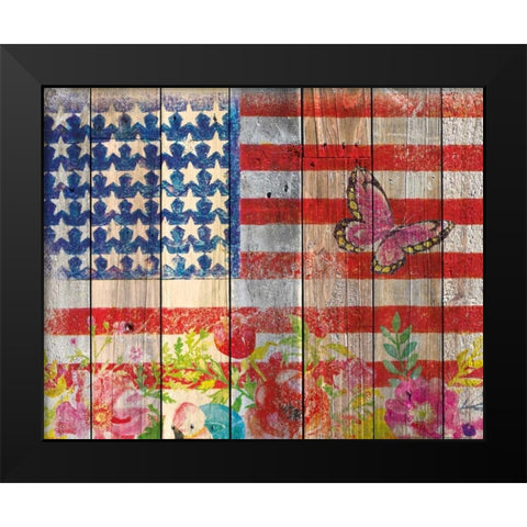 Flag 3 Black Modern Wood Framed Art Print by Nobleworks, Inc.