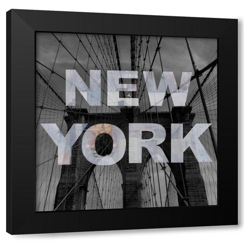New York Collage Black Modern Wood Framed Art Print with Double Matting by Holzner, Renate