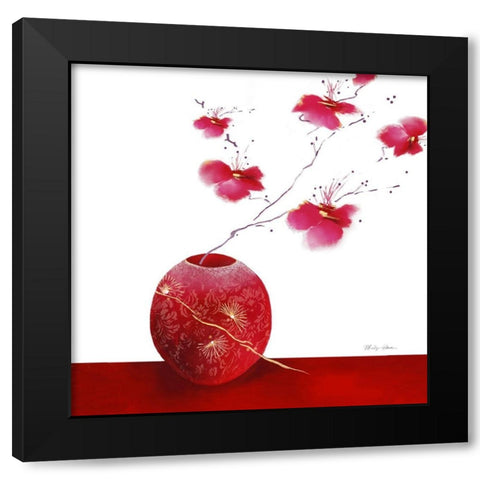 Laquer Red II Black Modern Wood Framed Art Print with Double Matting by Robertson, Marilyn