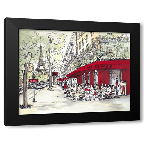 Cafe De Paris Black Modern Wood Framed Art Print with Double Matting by Marceau, Chloe