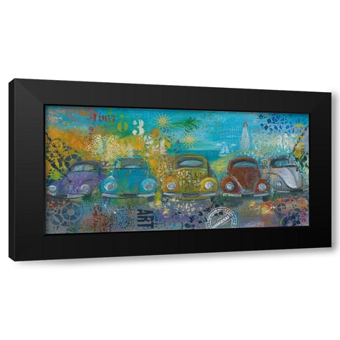 BEETLE LINE Black Modern Wood Framed Art Print with Double Matting by Mizo