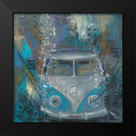 BLUE BULLY Black Modern Wood Framed Art Print by Mizo
