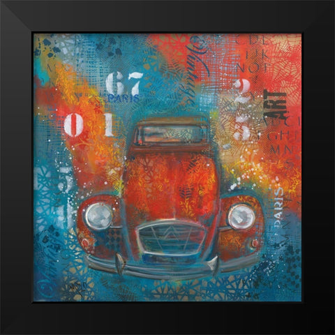 POP 2CV Black Modern Wood Framed Art Print by Mizo