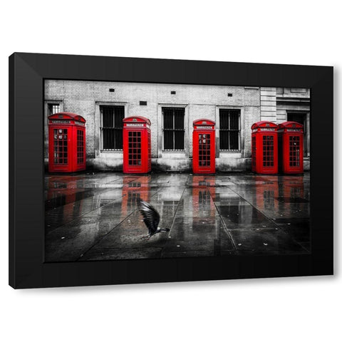PHONE BOOTHS I Black Modern Wood Framed Art Print with Double Matting by Kostka, Vladimir