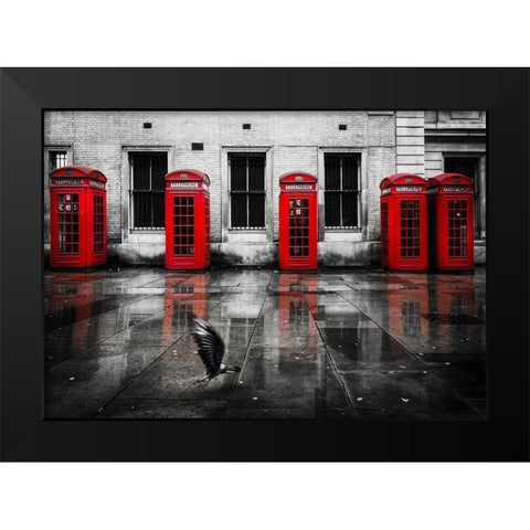PHONE BOOTHS I Black Modern Wood Framed Art Print by Kostka, Vladimir