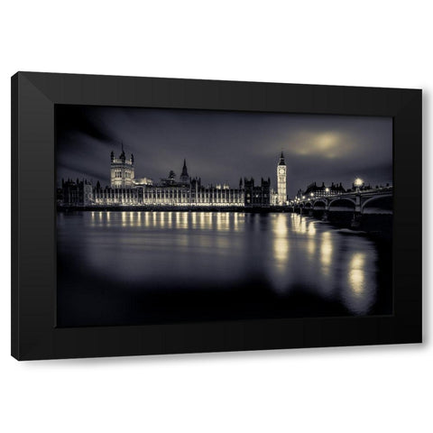 LONDON PARLIAMENT Black Modern Wood Framed Art Print with Double Matting by Kostka, Vladimir