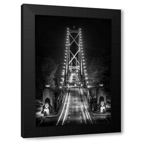 Liongate Bridge Black Modern Wood Framed Art Print with Double Matting by Kostka, Vladimir