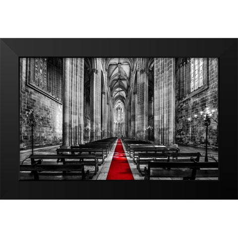 Church Mosteiro da Batalha Black Modern Wood Framed Art Print by Kostka, Vladimir