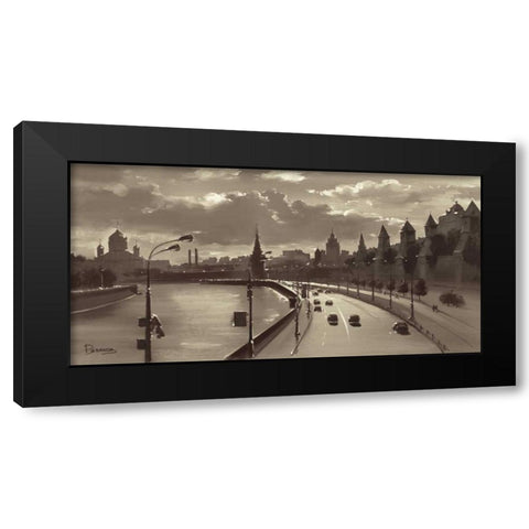 The Moscow Kremlin River Walk Black Modern Wood Framed Art Print with Double Matting by Ryazanov