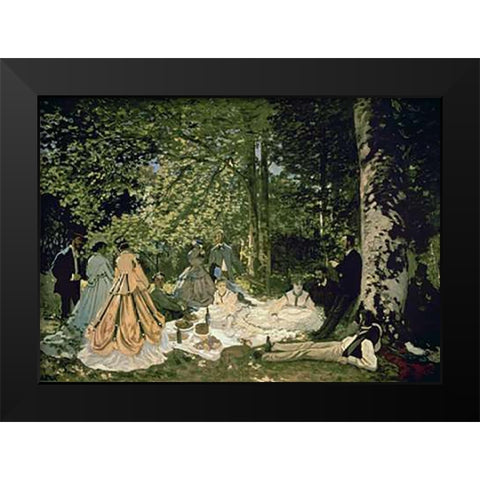 Luncheon on the Grass, 1865-66 Black Modern Wood Framed Art Print by Monet, Claude