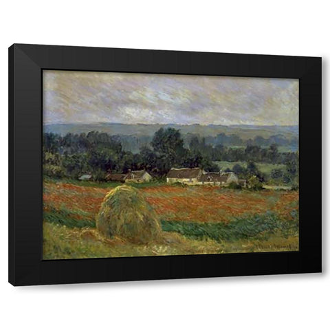 Haystack at Giverny Black Modern Wood Framed Art Print with Double Matting by Monet, Claude