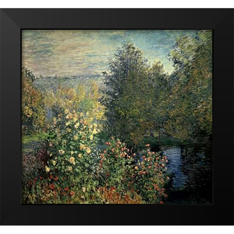 Quiet Corner in the Garden of Montgeron Black Modern Wood Framed Art Print by Monet, Claude