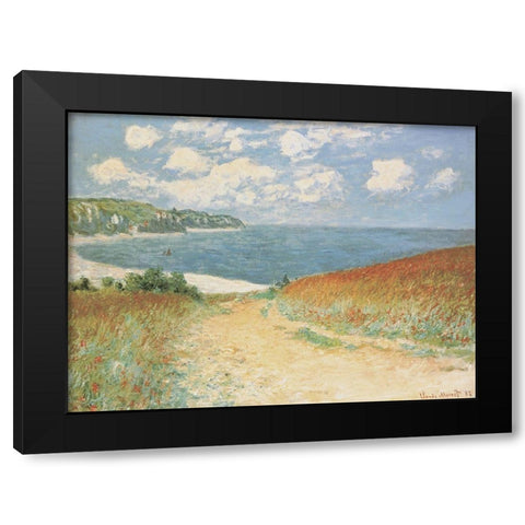 Chemin dans les blés àPourville, 1882 Black Modern Wood Framed Art Print with Double Matting by Monet, Claude