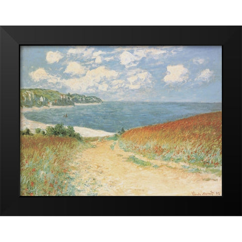 Chemin dans les blés àPourville, 1882 Black Modern Wood Framed Art Print by Monet, Claude