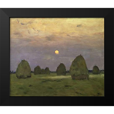 Haystacks Twilight, 1899 Black Modern Wood Framed Art Print by Levitan, Isaac