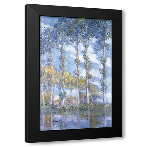 Les Peupliers Black Modern Wood Framed Art Print with Double Matting by Monet, Claude